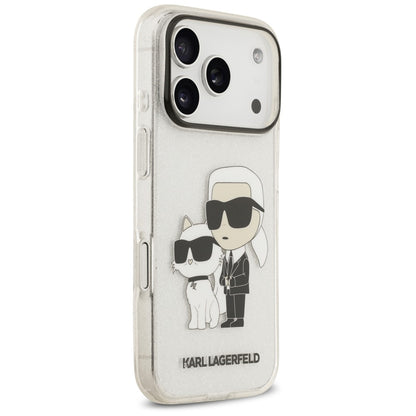 Custodia per Apple iPhone 18 Pro / 17 Pro, Karl Lagerfeld, IML Glitter Karl and Choupette NFT, trasparente