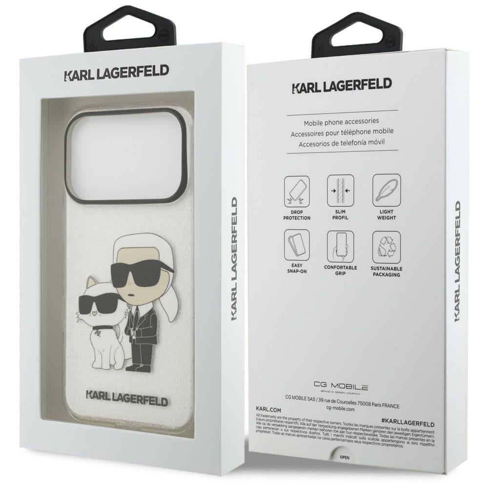 Custodia per Apple iPhone 18 Pro / 17 Pro, Karl Lagerfeld, IML Glitter Karl and Choupette NFT, trasparente