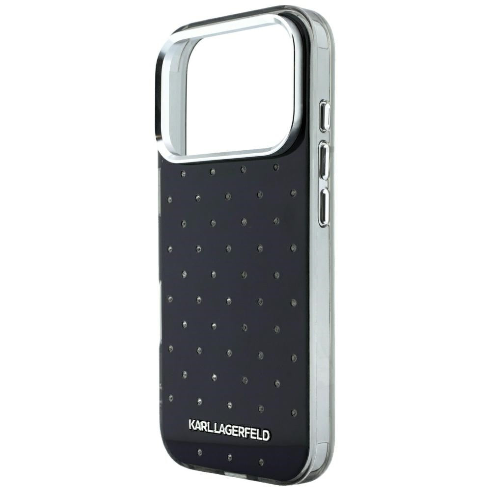 Custodia per Apple iPhone 18 Pro / 17 Pro, Karl Lagerfeld, IML Strass e Logo Elettroplaccato, Nera