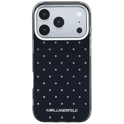 Custodia per Apple iPhone 18 Pro / 17 Pro, Karl Lagerfeld, IML Strass e Logo Elettroplaccato, Nera