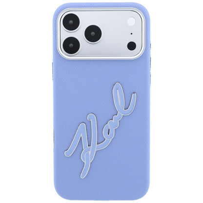 Custodia per Apple iPhone 18 Pro / 17 Pro, Karl Lagerfeld, Smooth Big Resin Signature Logo, Bleu