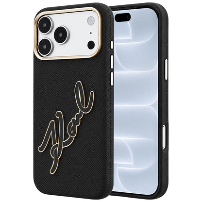 Custodia per Apple iPhone 18 Pro / 17 Pro, Karl Lagerfeld, Smooth Big Resin Signature Logo, Nera