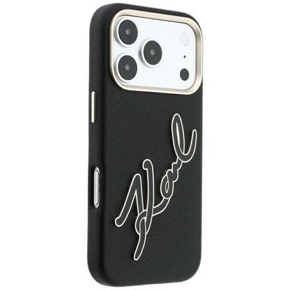 Custodia per Apple iPhone 18 Pro / 17 Pro, Karl Lagerfeld, Smooth Big Resin Signature Logo, Nera