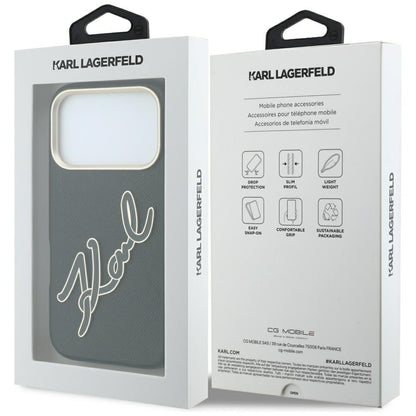 Custodia per Apple iPhone 18 Pro / 17 Pro, Karl Lagerfeld, Smooth Big Resin Signature Logo, Nera