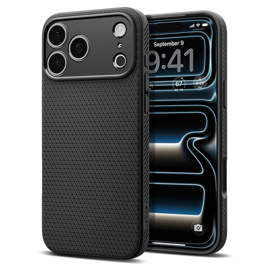 Custodia per Apple iPhone 18 Pro / 17 Pro, Spigen, Liquid Air, Nero Opaco ACS12149