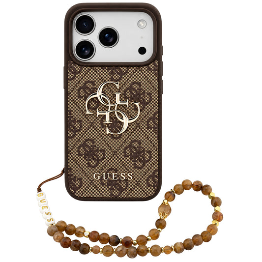Custodia per Apple iPhone 18 Pro Max / 17 Pro Max, Guess, 4G Classic Logo con Cinturino, Marrone