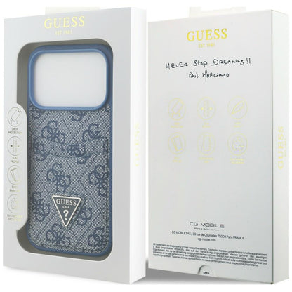 Custodia per Apple iPhone 18 Pro Max / 17 Pro Max, Guess, 4G Double Card Triangle, blu

