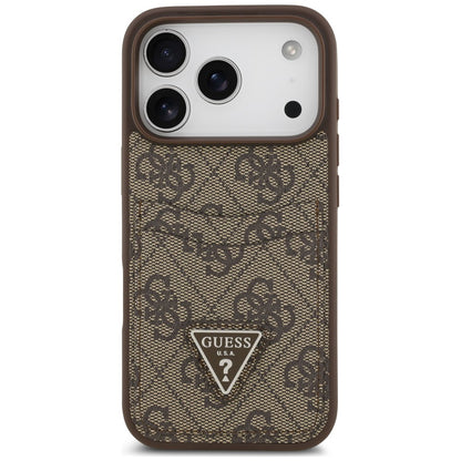 Custodia per Apple iPhone 18 Pro Max / 17 Pro Max, Guess, 4G Double Card Triangle, Marrone