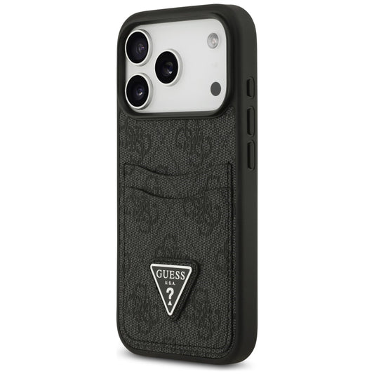Custodia per Apple iPhone 18 Pro Max / 17 Pro Max, Guess, 4G Double Card Triangle, nera