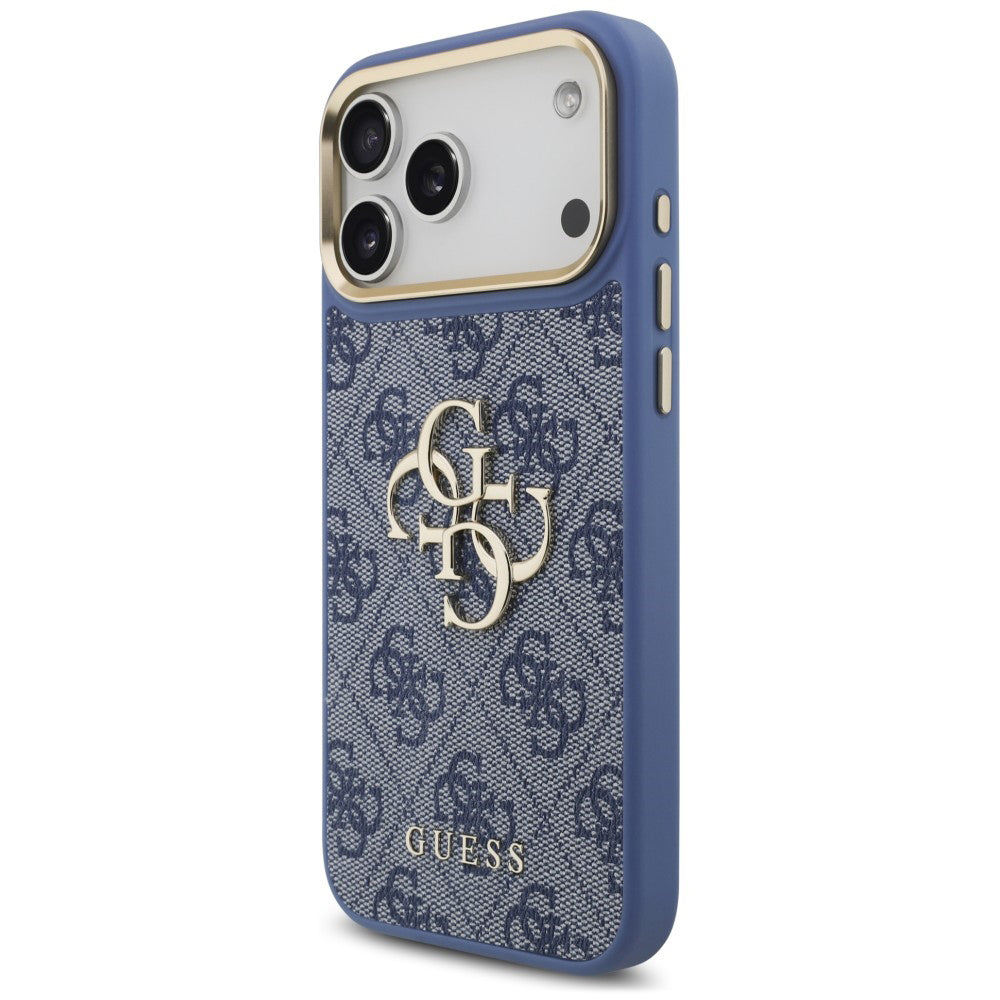 Custodia per Apple iPhone 18 Pro Max / 17 Pro Max, Guess, Big 4G Classic Logo & Big Strap Metal Buttons, Blu