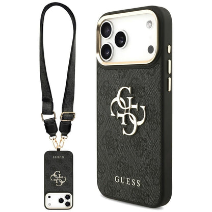 Custodia per Apple iPhone 18 Pro Max / 17 Pro Max, Guess, Big 4G Classic Logo & Big Strap Metal Buttons, nera