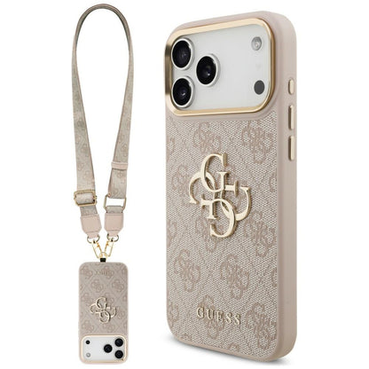 Custodia per Apple iPhone 18 Pro Max / 17 Pro Max, Guess, Big 4G Classic Logo & Big Strap Metal Buttons, rosa