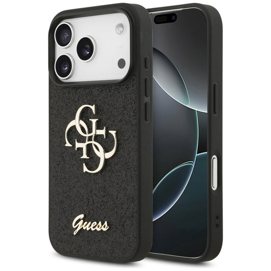 Custodia per Apple iPhone 18 Pro Max / 17 Pro Max, Guess, Fixed Glitter Big 4G, Nera