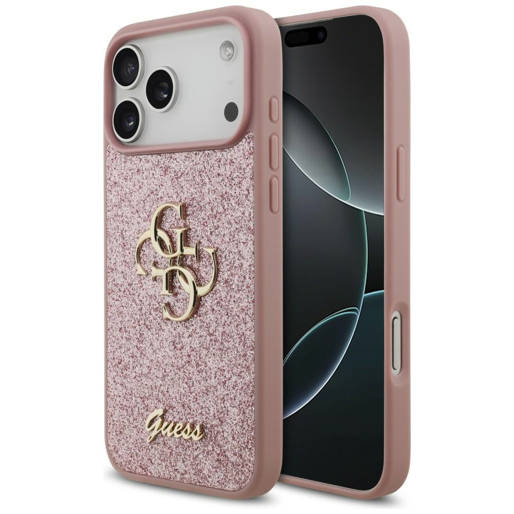 Custodia per Apple iPhone 18 Pro Max / 17 Pro Max, Guess, Fixed Glitter Big 4G, Rosa