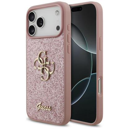 Custodia per Apple iPhone 18 Pro Max / 17 Pro Max, Guess, Fixed Glitter Big 4G, Rosa