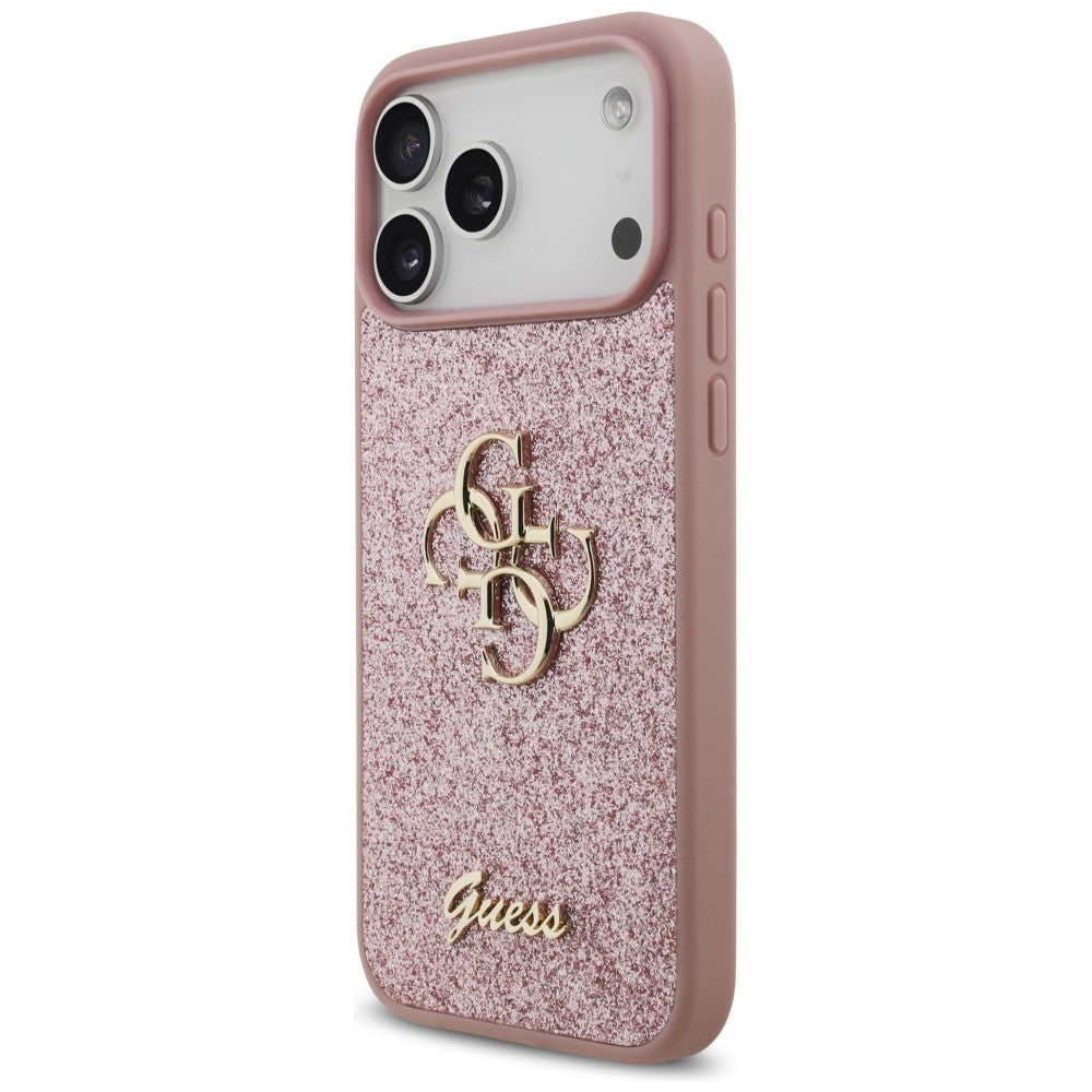 Custodia per Apple iPhone 18 Pro Max / 17 Pro Max, Guess, Fixed Glitter Big 4G, Rosa