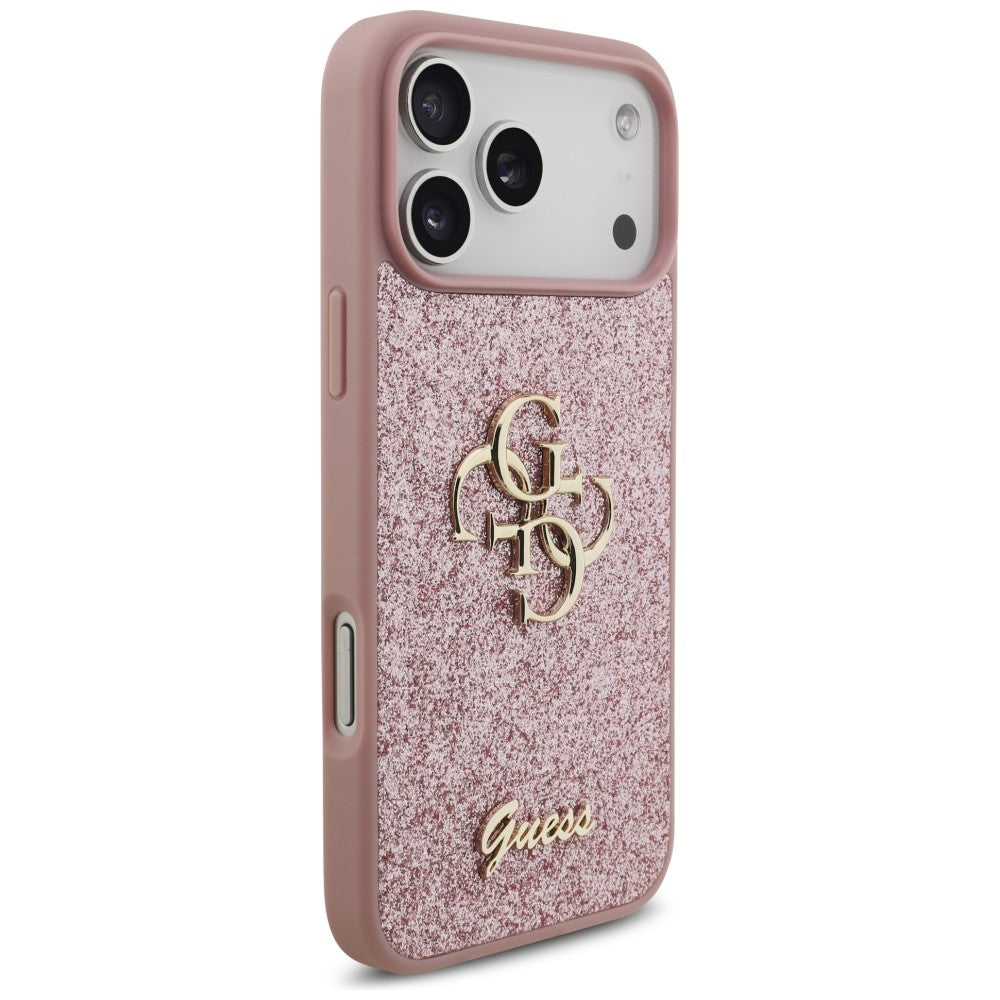 Custodia per Apple iPhone 18 Pro Max / 17 Pro Max, Guess, Fixed Glitter Big 4G, Rosa