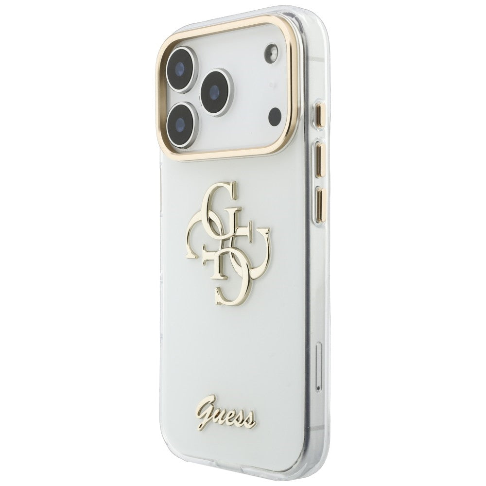Custodia per Apple iPhone 18 Pro Max / 17 Pro Max, Guess, IML 4G Metal Script, Bianca