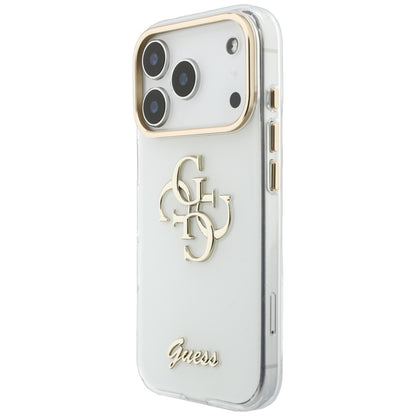 Custodia per Apple iPhone 18 Pro Max / 17 Pro Max, Guess, IML 4G Metal Script, Bianca