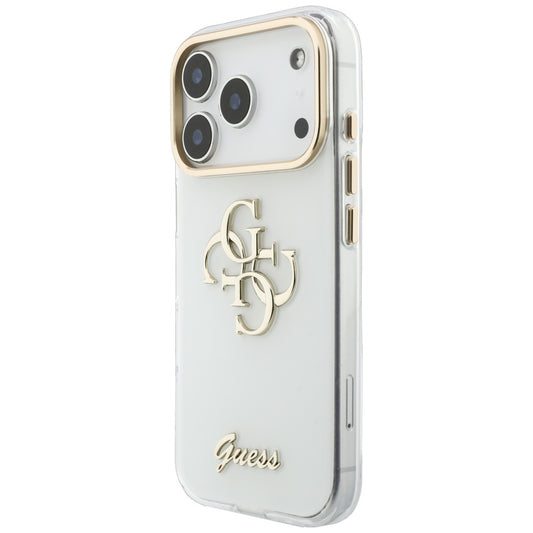 Custodia per Apple iPhone 18 Pro Max / 17 Pro Max, Guess, IML 4G Metal Script, Bianca