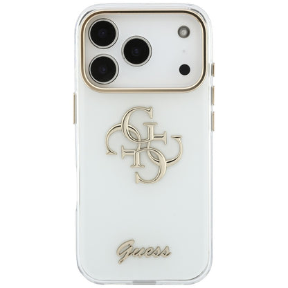 Custodia per Apple iPhone 18 Pro Max / 17 Pro Max, Guess, IML 4G Metal Script, Bianca
