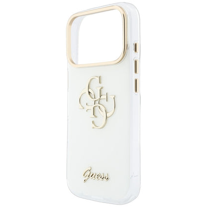 Custodia per Apple iPhone 18 Pro Max / 17 Pro Max, Guess, IML 4G Metal Script, Bianca