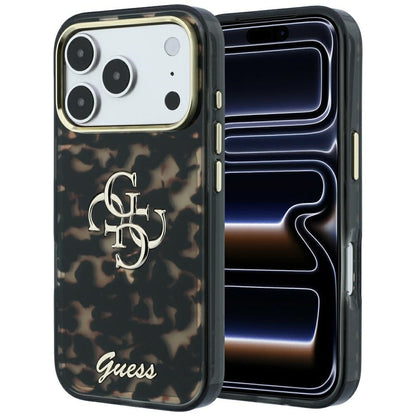 Custodia per Apple iPhone 18 Pro Max / 17 Pro Max, Guess, IML 4G Metal Script, Marrone