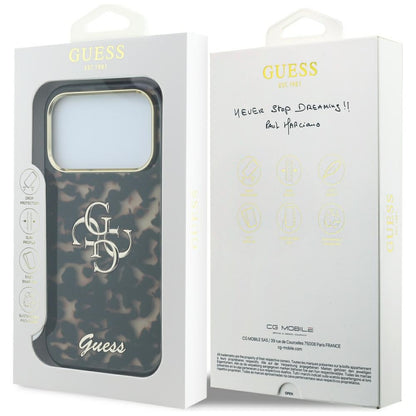 Custodia per Apple iPhone 18 Pro Max / 17 Pro Max, Guess, IML 4G Metal Script, Marrone