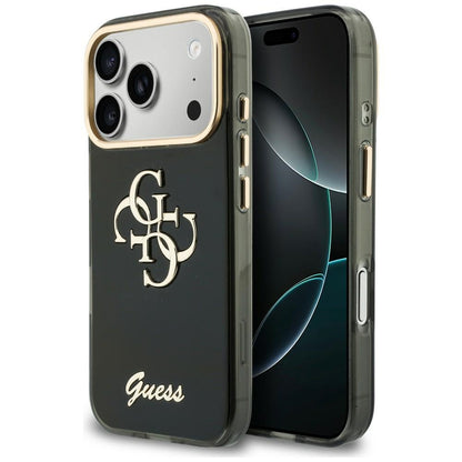 Custodia per Apple iPhone 18 Pro Max / 17 Pro Max, Guess, IML 4G Metal Script, Nera
