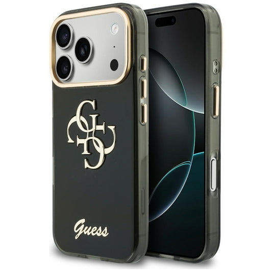 Custodia per Apple iPhone 18 Pro Max / 17 Pro Max, Guess, IML 4G Metal Script, Nera