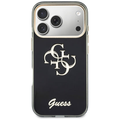 Custodia per Apple iPhone 18 Pro Max / 17 Pro Max, Guess, IML 4G Metal Script, Nera