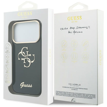 Custodia per Apple iPhone 18 Pro Max / 17 Pro Max, Guess, IML 4G Metal Script, Nera