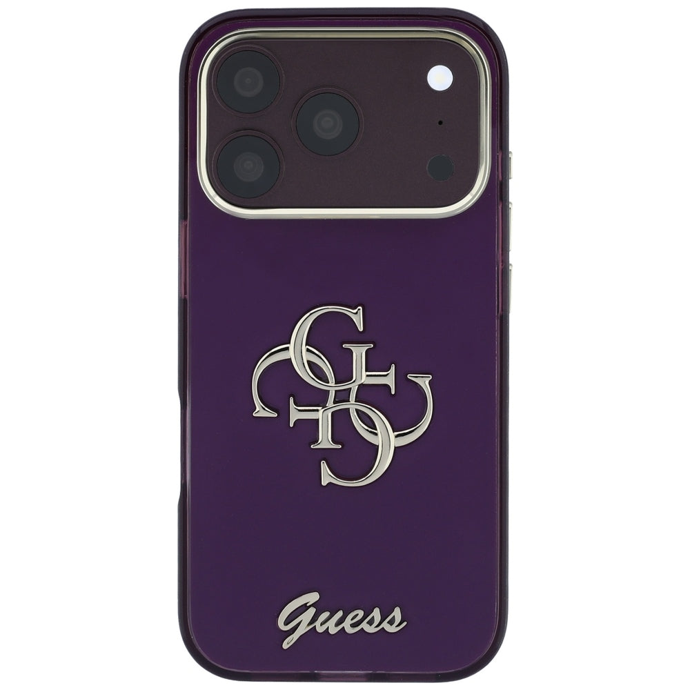 Custodia per Apple iPhone 18 Pro Max / 17 Pro Max, Guess, IML 4G Metal Script, Vinaccia