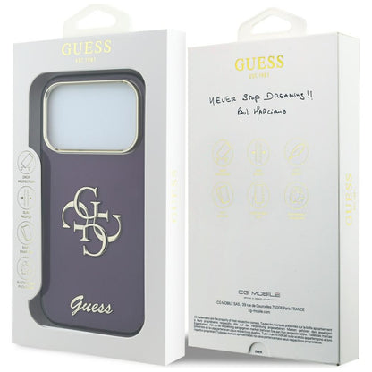 Custodia per Apple iPhone 18 Pro Max / 17 Pro Max, Guess, IML 4G Metal Script, Vinaccia