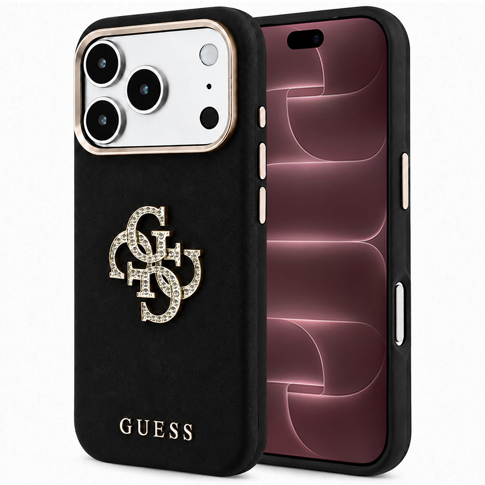 Custodia per Apple iPhone 18 Pro Max / 17 Pro Max, Guess, Smooth Big Strass Logo, Nera