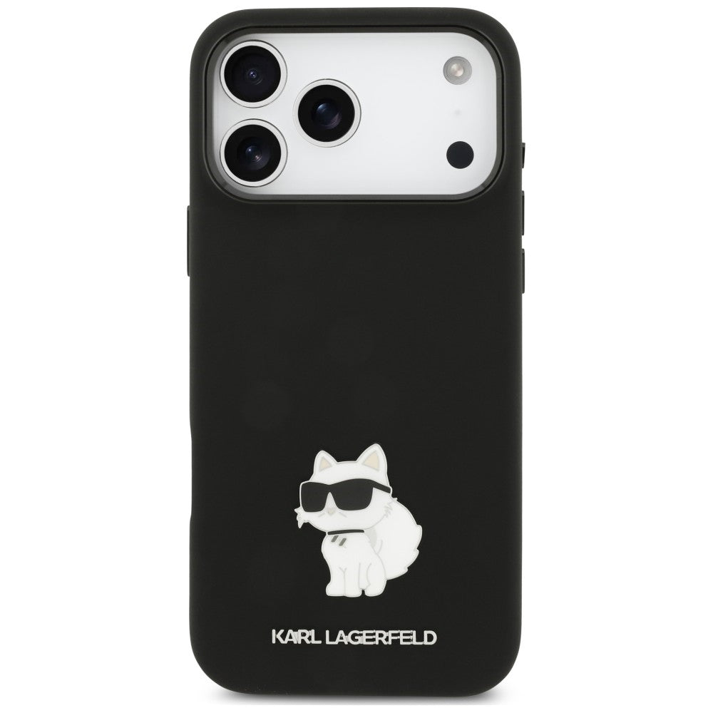 Custodia per Apple iPhone 18 Pro Max / 17 Pro Max, Karl Lagerfeld, Choupette Metal Pin, nera