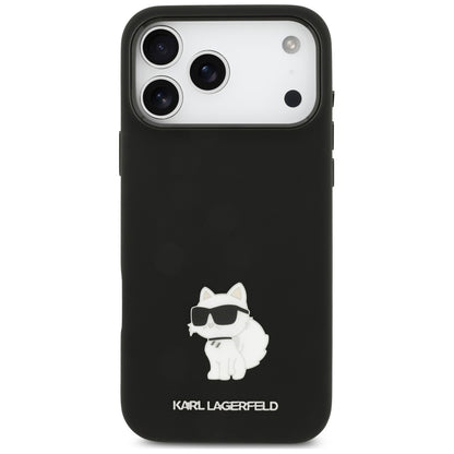 Custodia per Apple iPhone 18 Pro Max / 17 Pro Max, Karl Lagerfeld, Choupette Metal Pin, nera