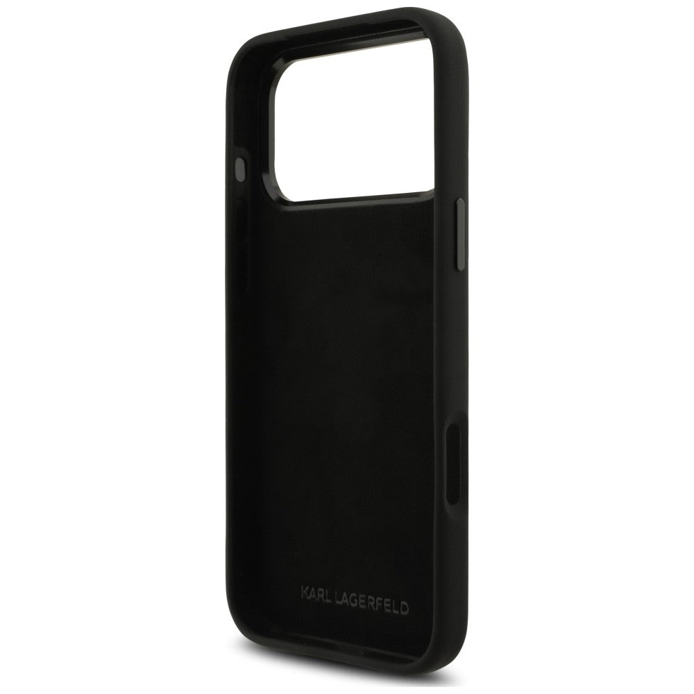 Custodia per Apple iPhone 18 Pro Max / 17 Pro Max, Karl Lagerfeld, Choupette Metal Pin, nera