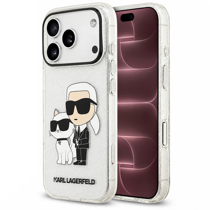 Cover per Apple iPhone 18 Pro Max / 17 Pro Max, Karl Lagerfeld, IML Glitter Karl and Choupette NFT, trasparente