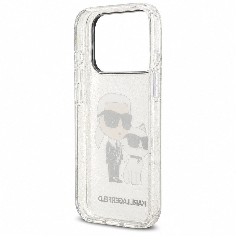 Cover per Apple iPhone 18 Pro Max / 17 Pro Max, Karl Lagerfeld, IML Glitter Karl and Choupette NFT, trasparente