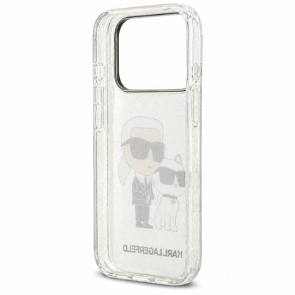Cover per Apple iPhone 18 Pro Max / 17 Pro Max, Karl Lagerfeld, IML Glitter Karl and Choupette NFT, trasparente