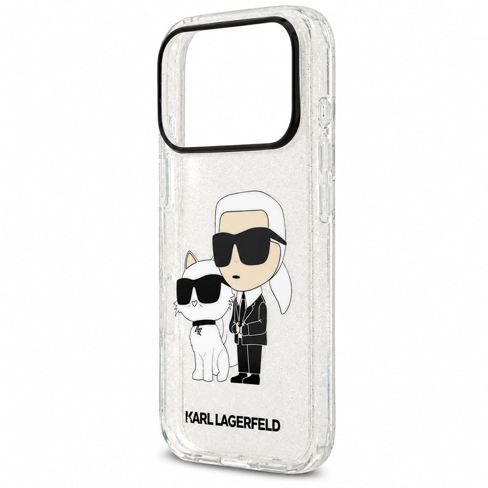 Cover per Apple iPhone 18 Pro Max / 17 Pro Max, Karl Lagerfeld, IML Glitter Karl and Choupette NFT, trasparente