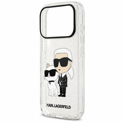 Cover per Apple iPhone 18 Pro Max / 17 Pro Max, Karl Lagerfeld, IML Glitter Karl and Choupette NFT, trasparente
