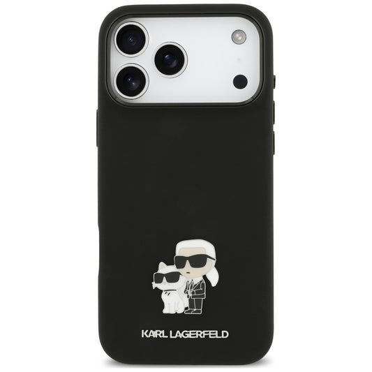 Custodia per Apple iPhone 18 Pro Max / 17 Pro Max, Karl Lagerfeld, Karl & Choupette Metal Pin, nera