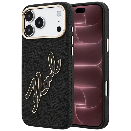 Custodia per Apple iPhone 18 Pro Max / 17 Pro Max, Karl Lagerfeld, Smooth Big Resin Signature Logo, Nera