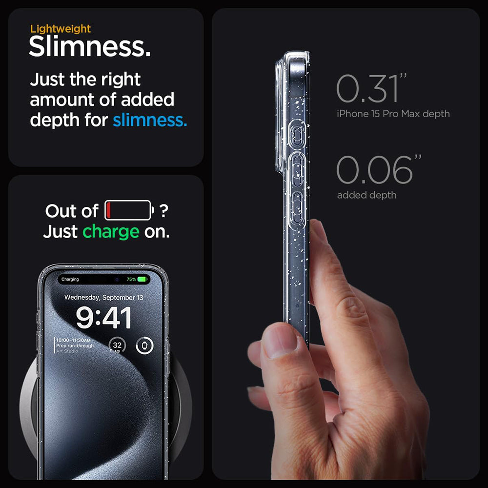 Custodia per Apple iPhone 18 Pro Max / 17 Pro Max, Techsuit, SparkleSkin, Trasparente