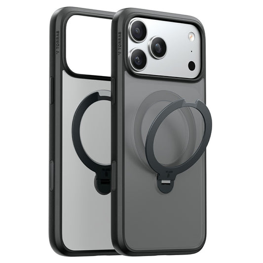 Custodia MagSafe per Apple iPhone 18 Pro Max / 17 Pro Max, Torras, Ostand Spin, Nera