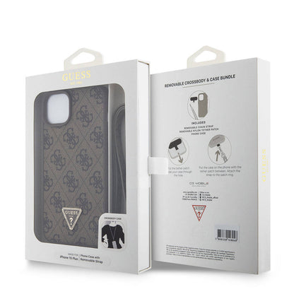 Custodia per Apple iPhone 15 Plus, Guess, Crossbody 4G Metal Logo, Marrone, Ricondizionata