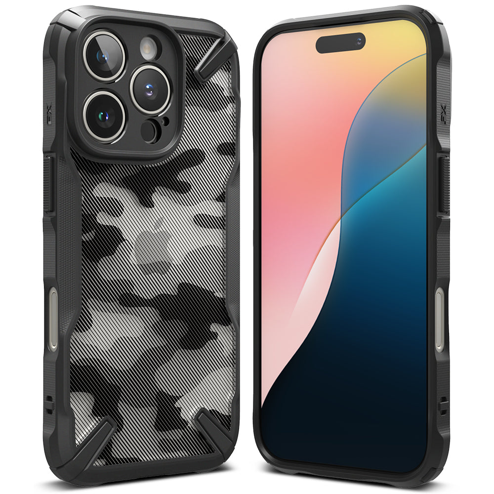 Custodia per Apple iPhone 16 Pro, Ringke, Fusion X Camo, nero 