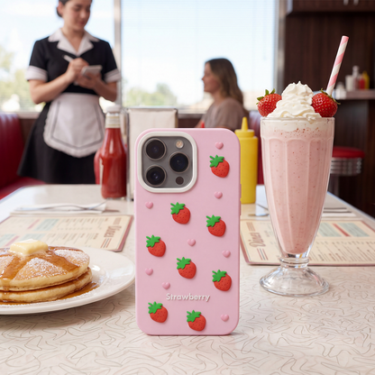 Custodia per Apple iPhone 15 / 14 / 13, OEM, Strawberry, Rosa